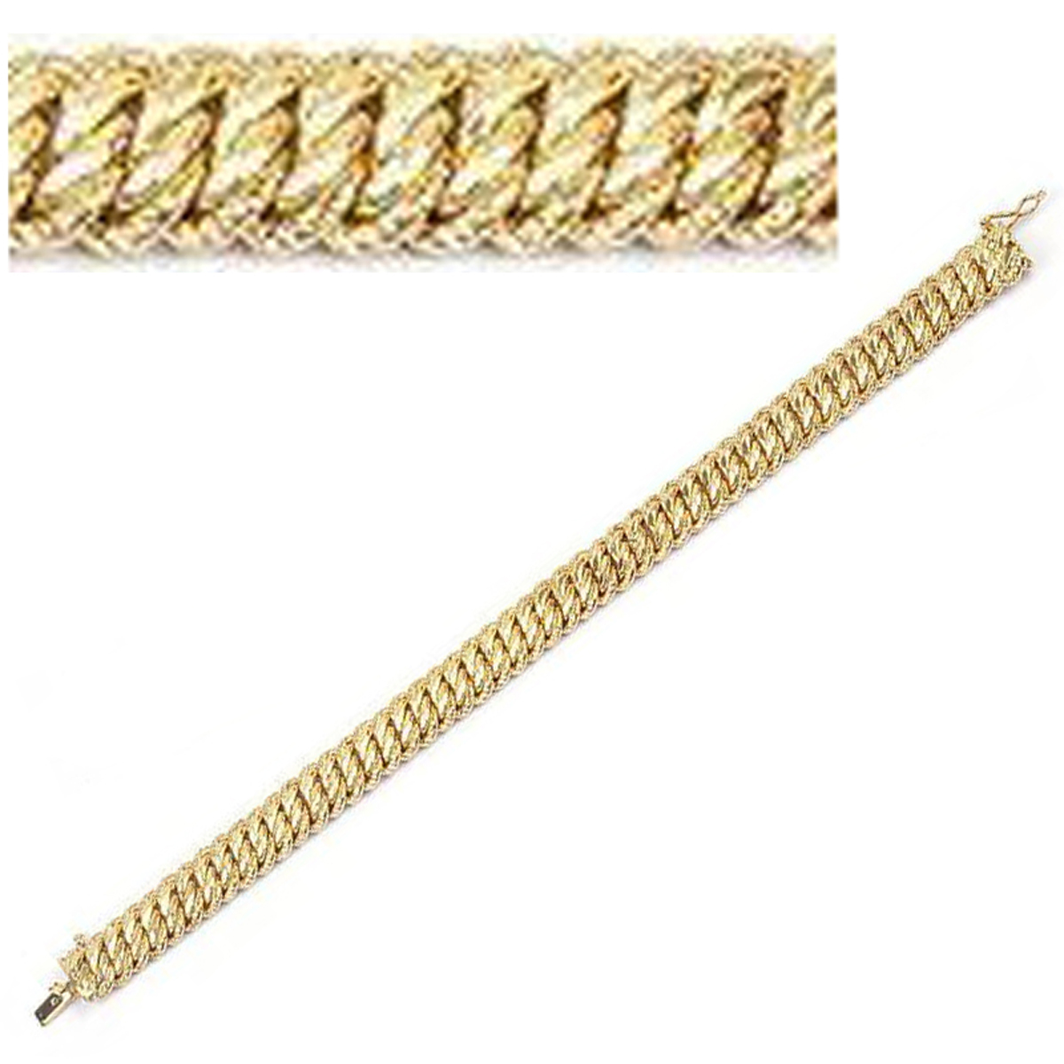Bracelet Plaqué Or \'Maille Américaine\' - 19 cm 1 cm - [P2334]
