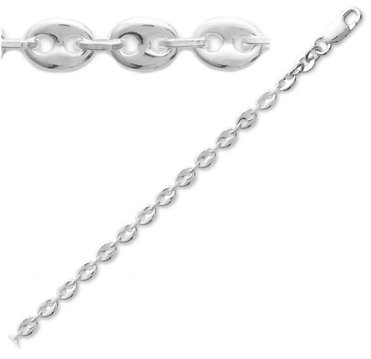 les trésors de lily Chaine Argent 'Grain de Café' 50 cm 4 mm [P9272]