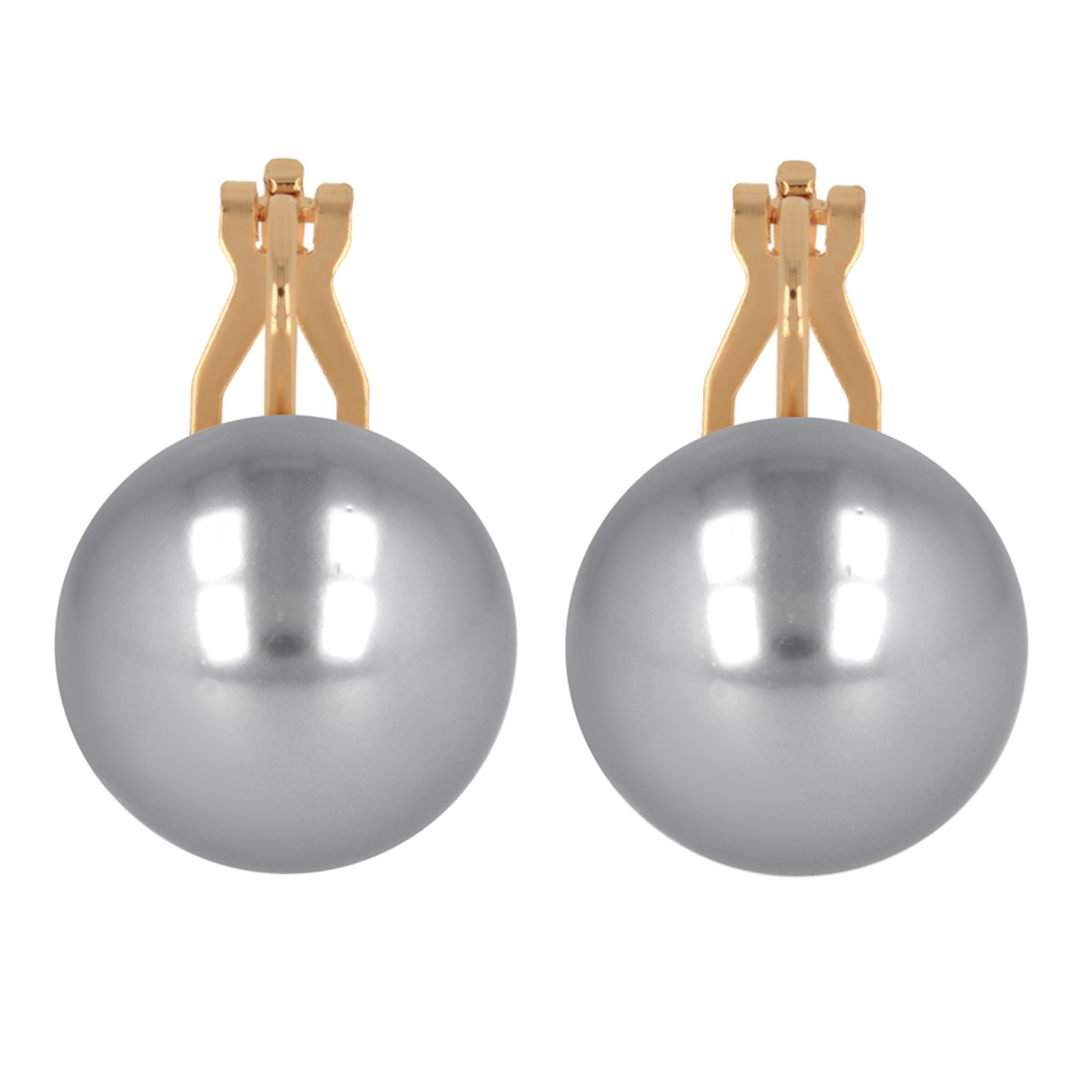 Clips Plaqué Or \'Perle\' gris doré - 16 mm - [Q2625]
