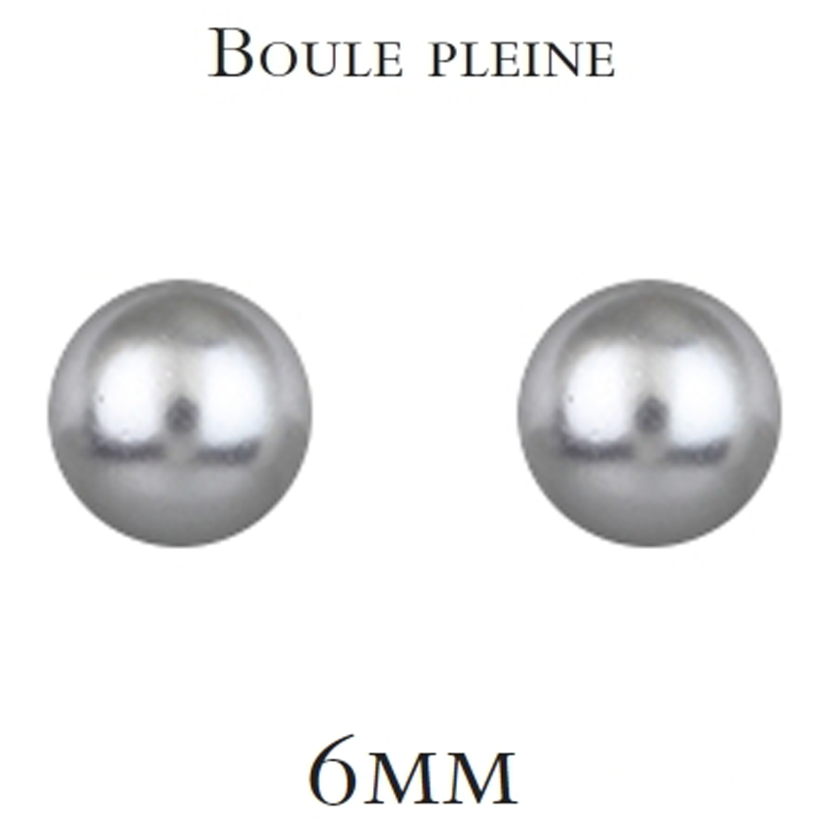Boucles plaqué Or \'Perla\' gris - 6 mm - [Q8857]