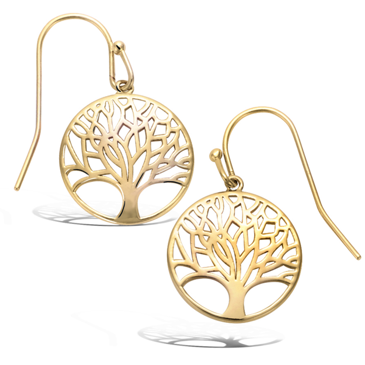 Boucles plaqué or \'Arbre de Vie\' doré - 15 mm - [R1548]