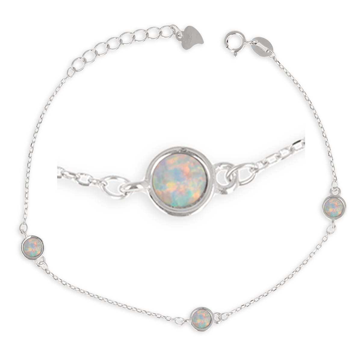 Bracelet Argent \'Déesse Opale\' blanc argenté (rhodié) - 5 mm - [R1938]