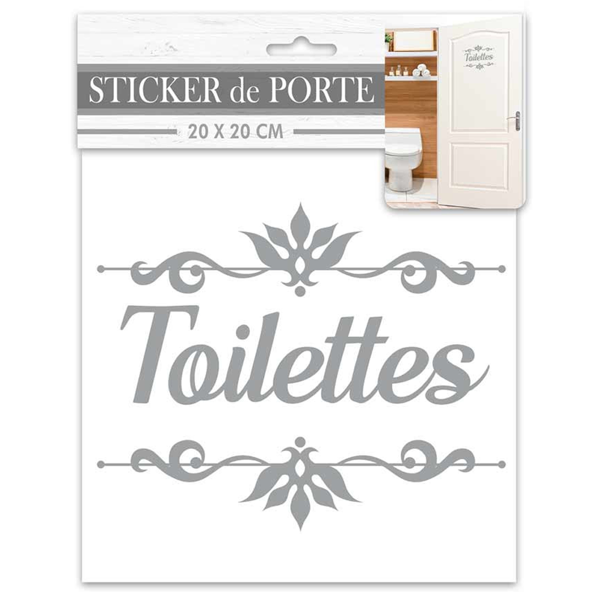 Sticker porte \'Toilettes\' gris - 20x20 cm - [R2094]