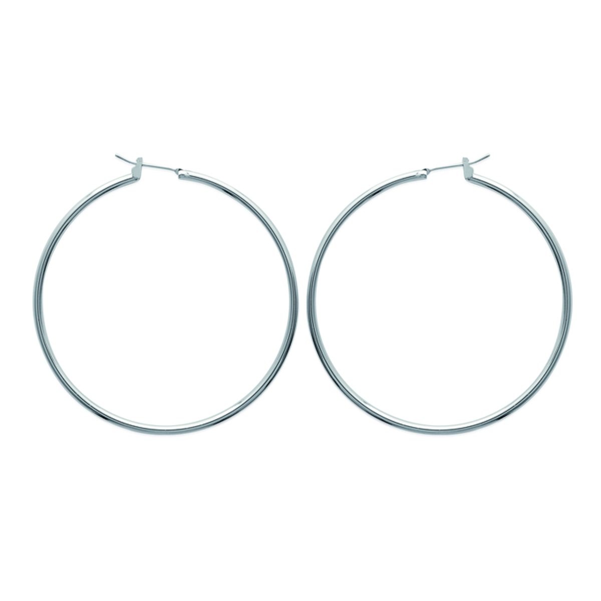 Créoles Argent \'Simplicité\' argenté (rhodié) - 50 mm 2 mm - [R3636]