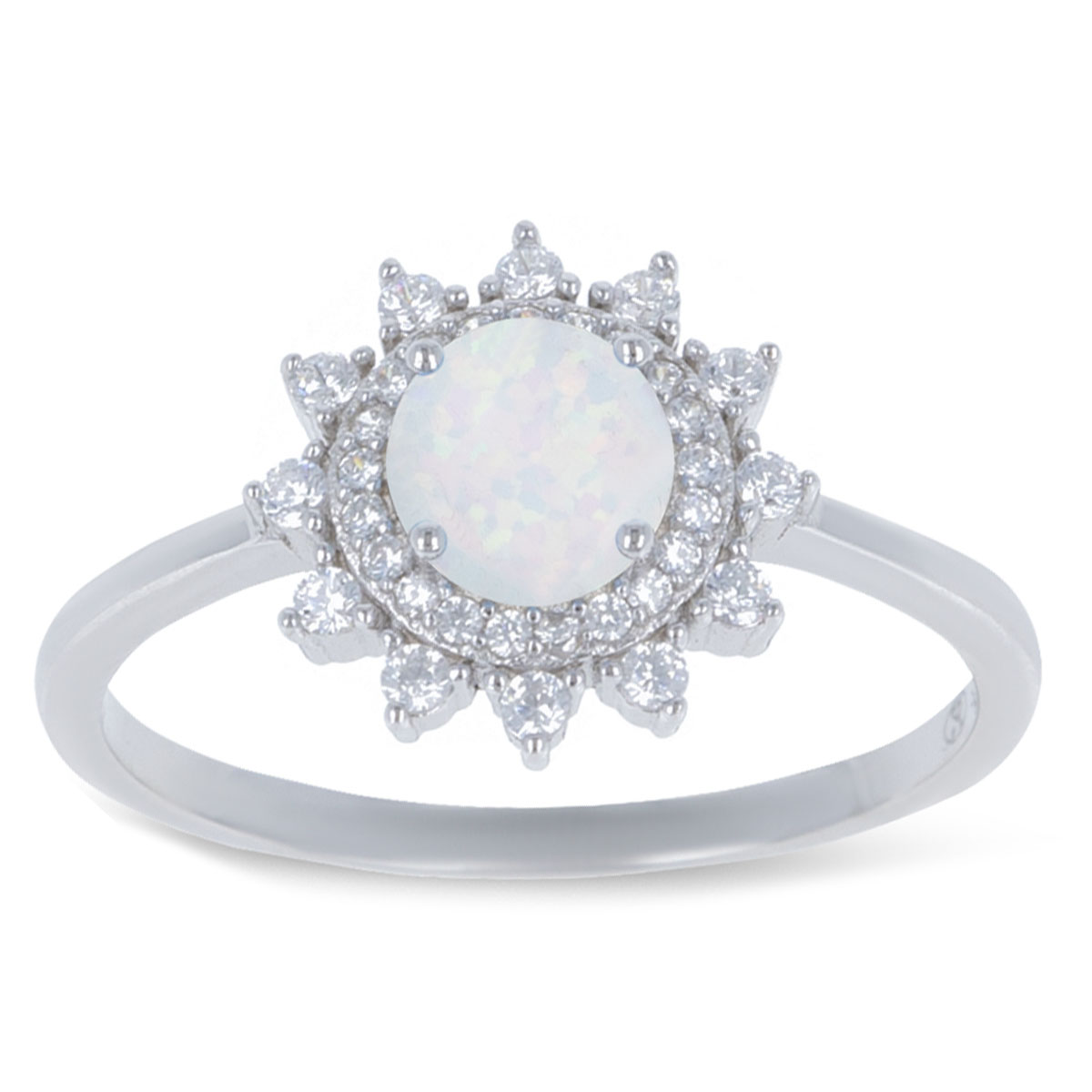 Bague Argent \'Déesse Opale\' blanc argenté (rhodié) - 13 mm - [R4794]