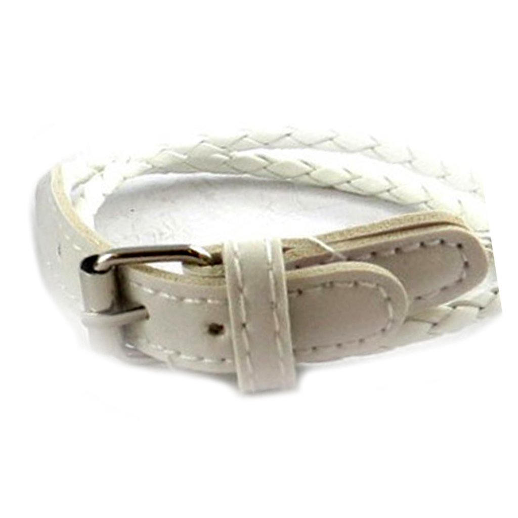 Bracelet cuir \'Authentik\' blanc - 2 tours - [R6863]
