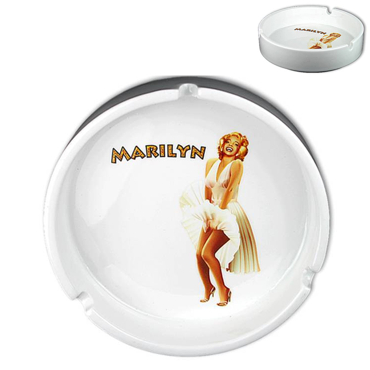 Cendrier céramique \'Marilyn\' blanc doré - 12x3 cm - [R6923]