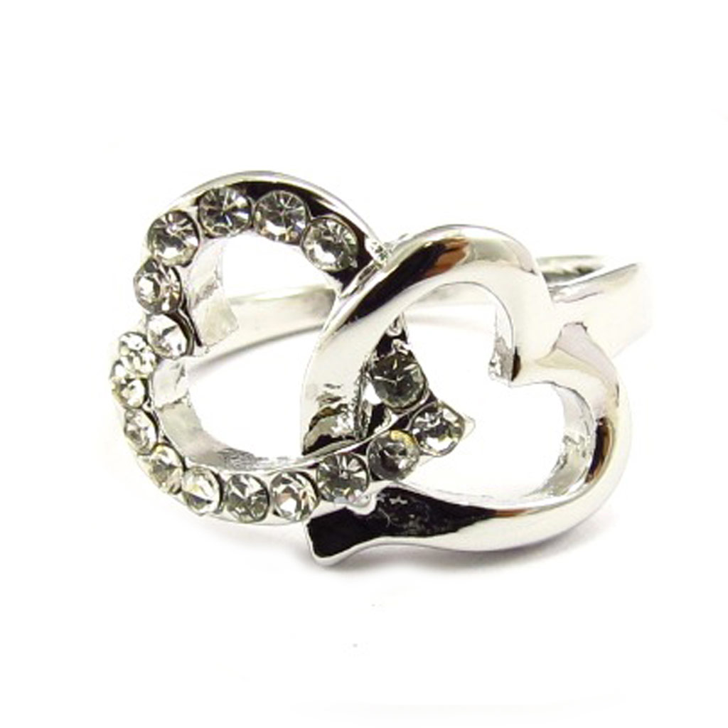 Bague créateur \'Scarlett\' blanc argenté (love) - [R6965]