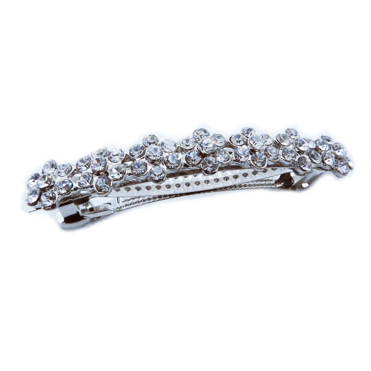 Barrette cristal \'Sissi\' blanc argenté - 80x12 mm - [R7025]