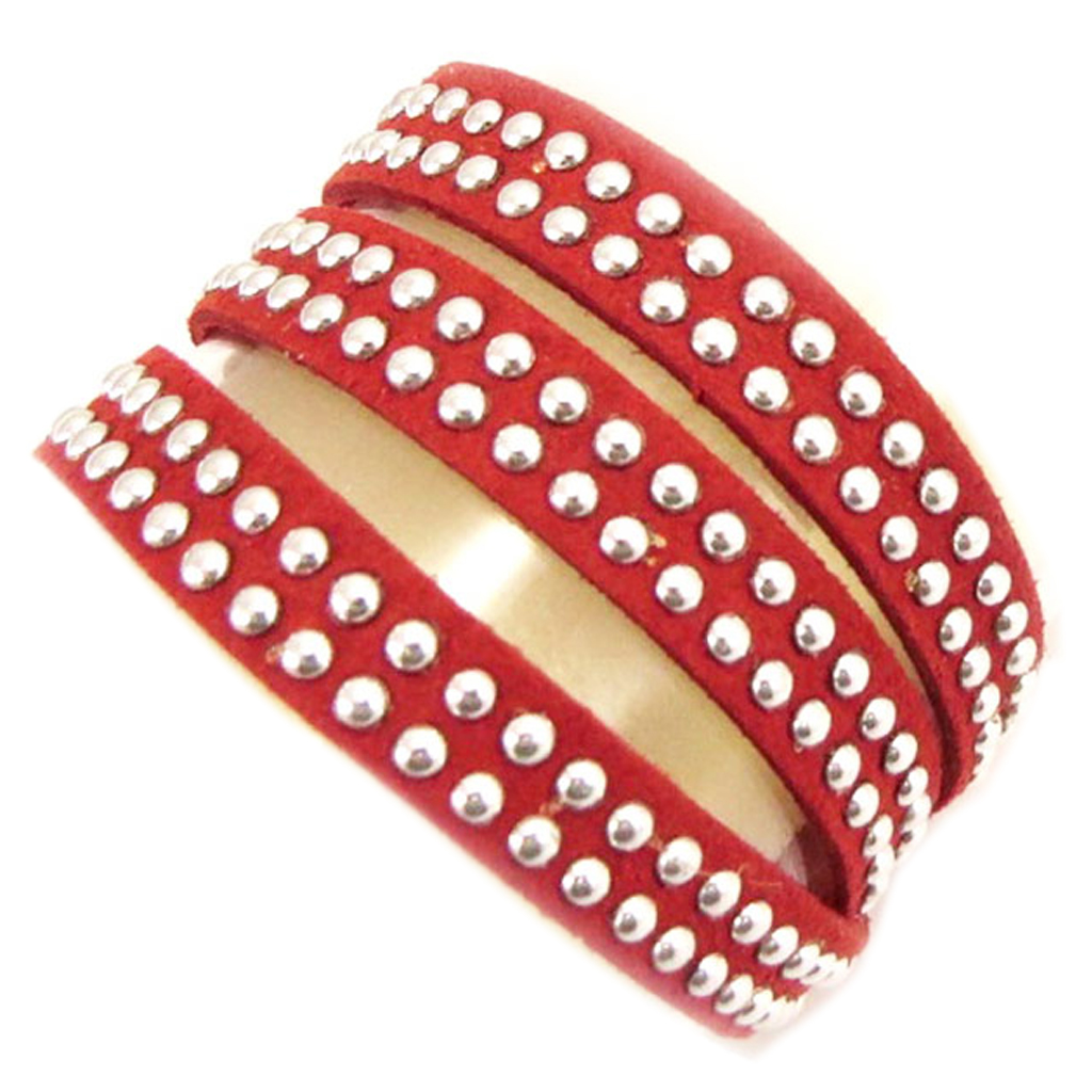 Bracelet Créateur \'Sissi\' rouge (3 tours) - 1 cm - [R7037]