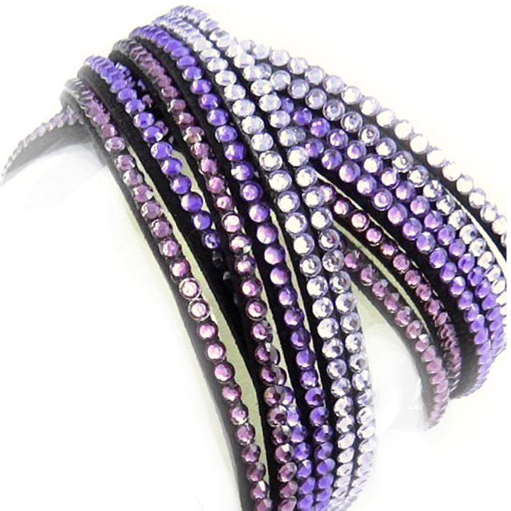 Bracelet Créateur \'Sissi\' violet (2 tours) - [R7039]