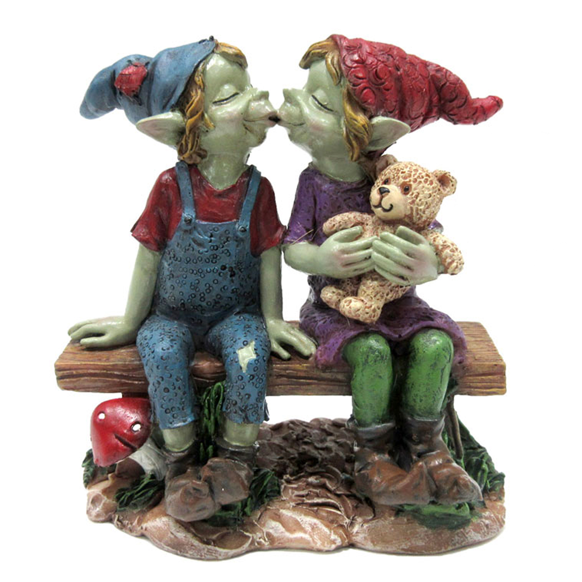 Figurine \'Pixie Couple\' banc kiss - 10x10x6 cm - [R7086]