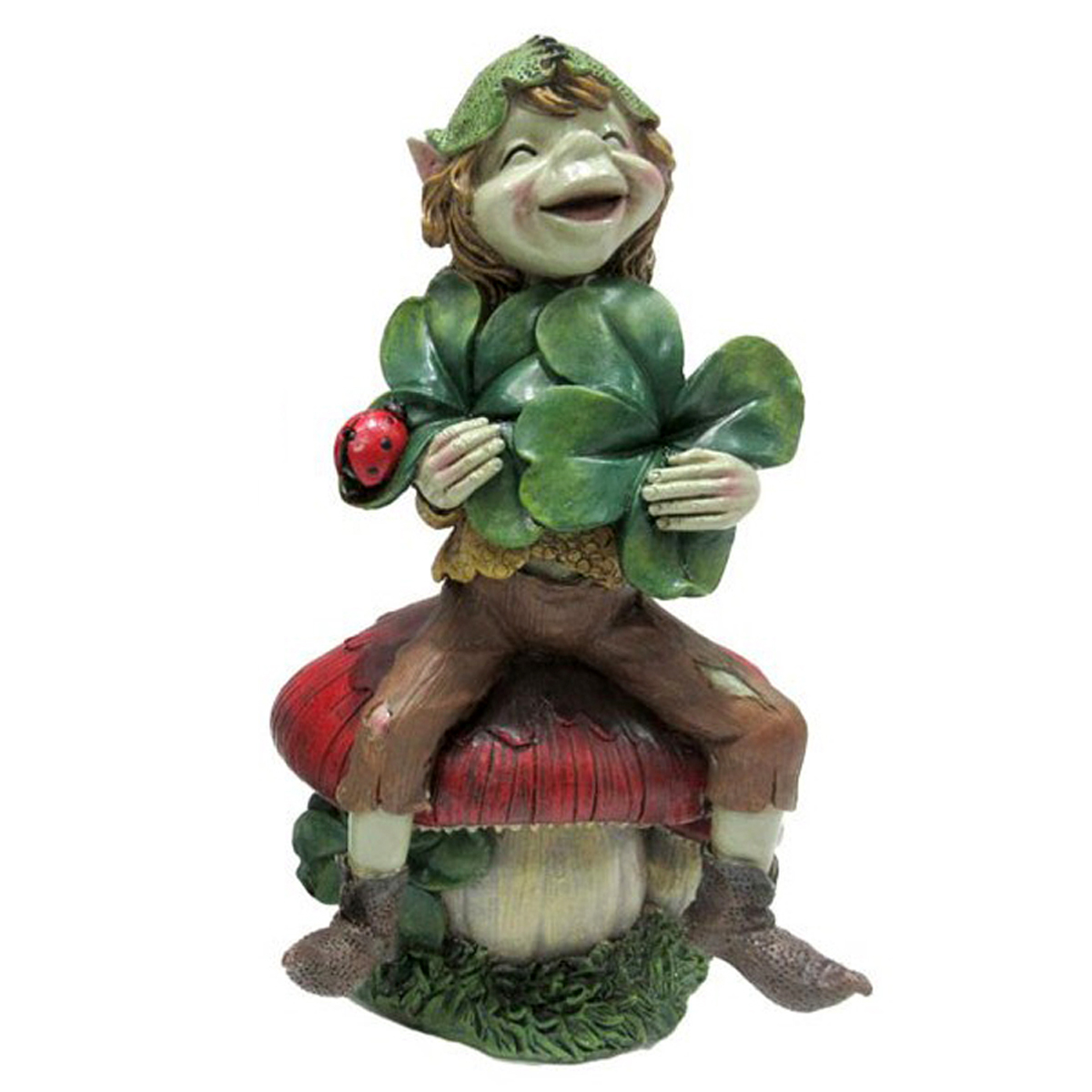 Figurine résine \'Pixie Porte-Bonheur\' trèfle - 24 cm - [R7088]