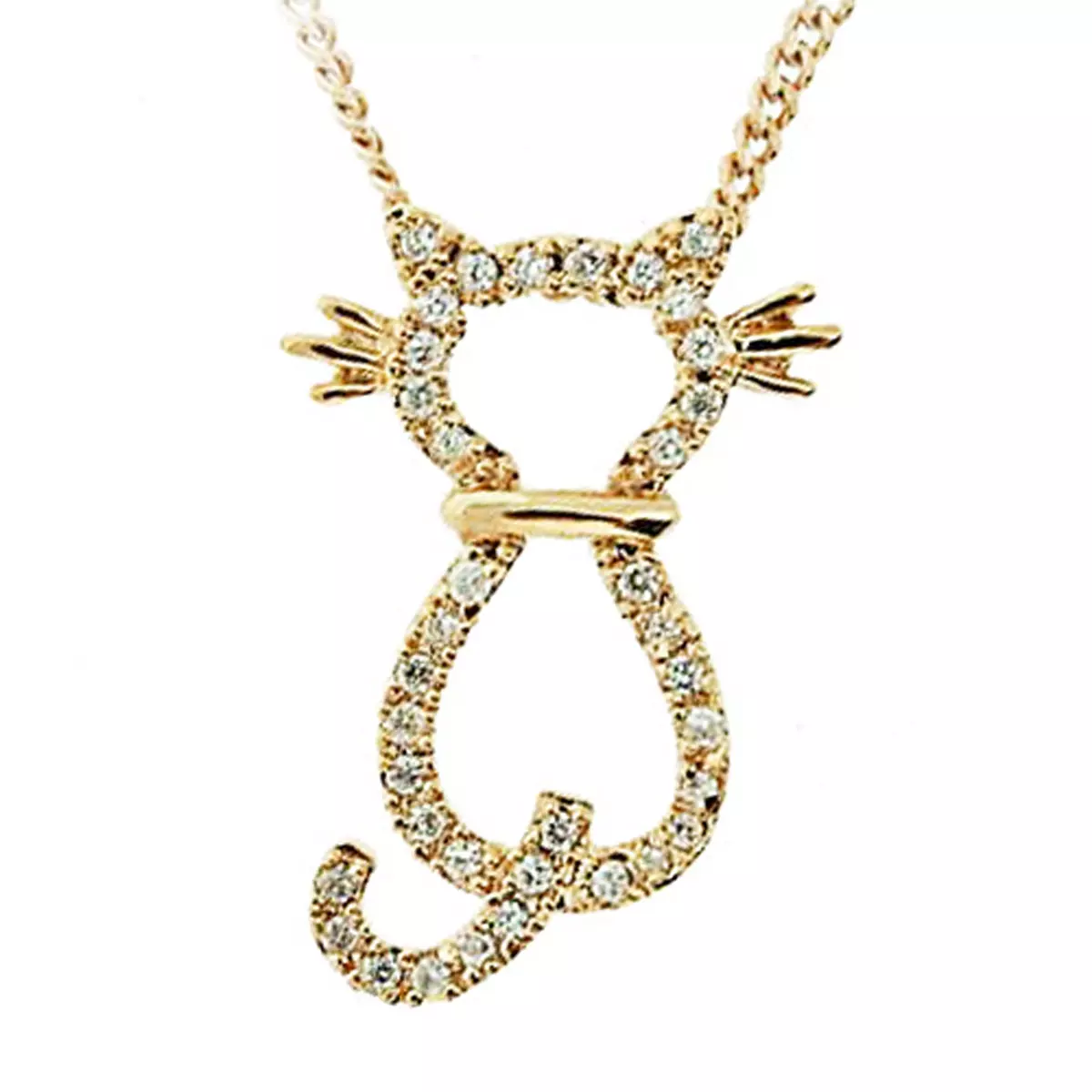 les trésors de lily Pendentif Plaqué Or 'Chat Sublime' blanc doré 23x17 mm [R7118]