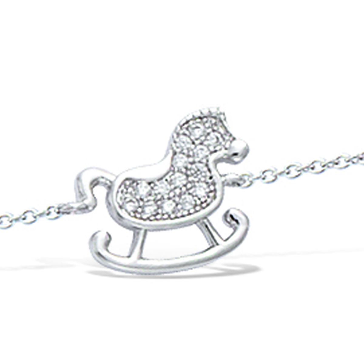 Bracelet Argent \'Cheval à Bascule\' blanc argenté (rhodié) - 12x10 mm - [R7120]