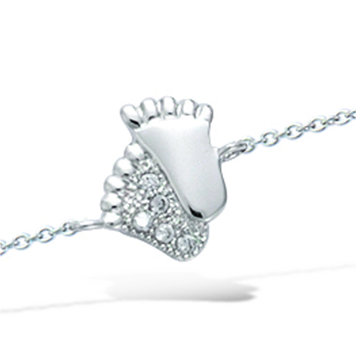 Bracelet Argent \'Pieds\' blanc argenté (rhodié) - 10x10 mm - [R7123]