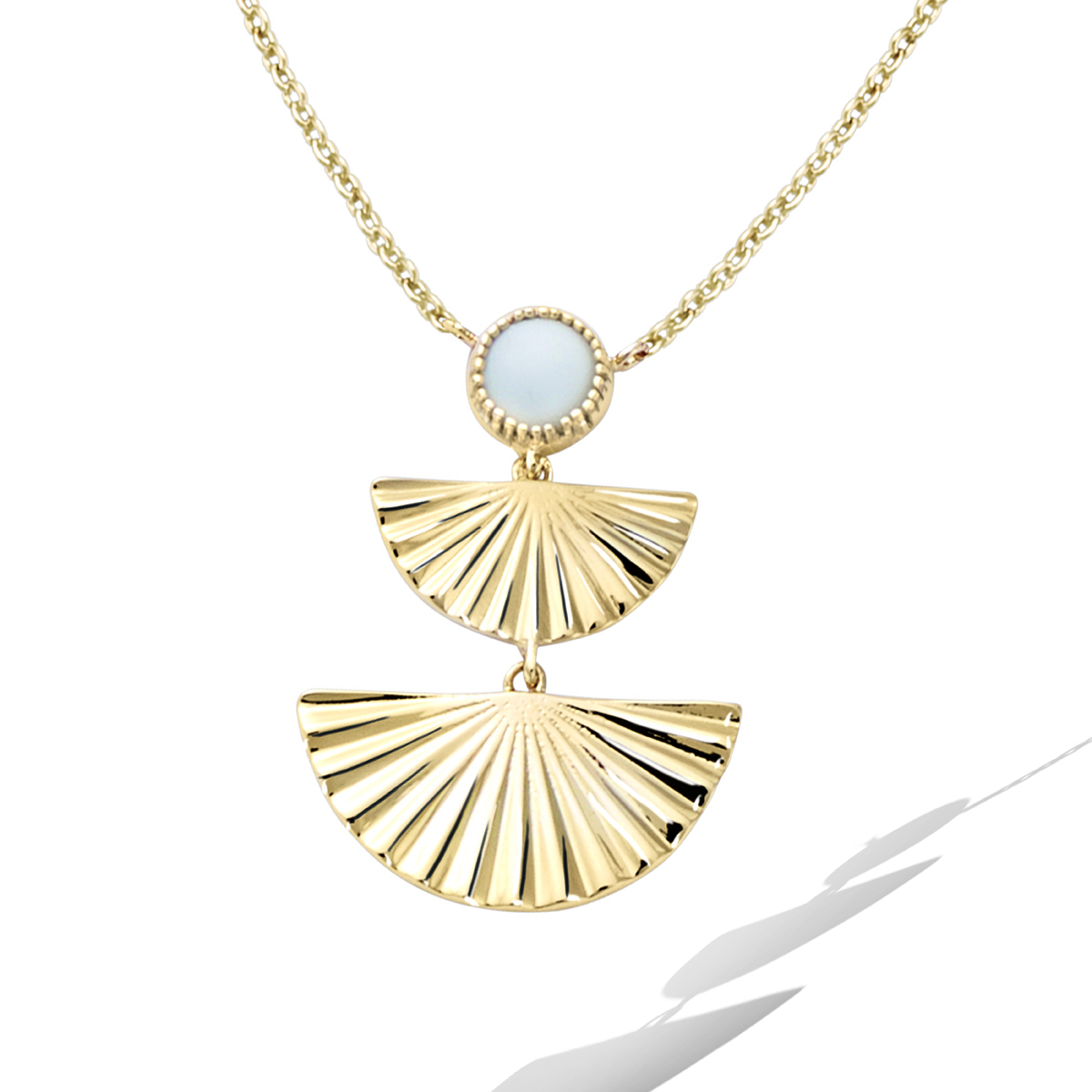 Collier Plaqué-Or \'Cléopatra\' blanc doré - 50x10 mm - [R7127]