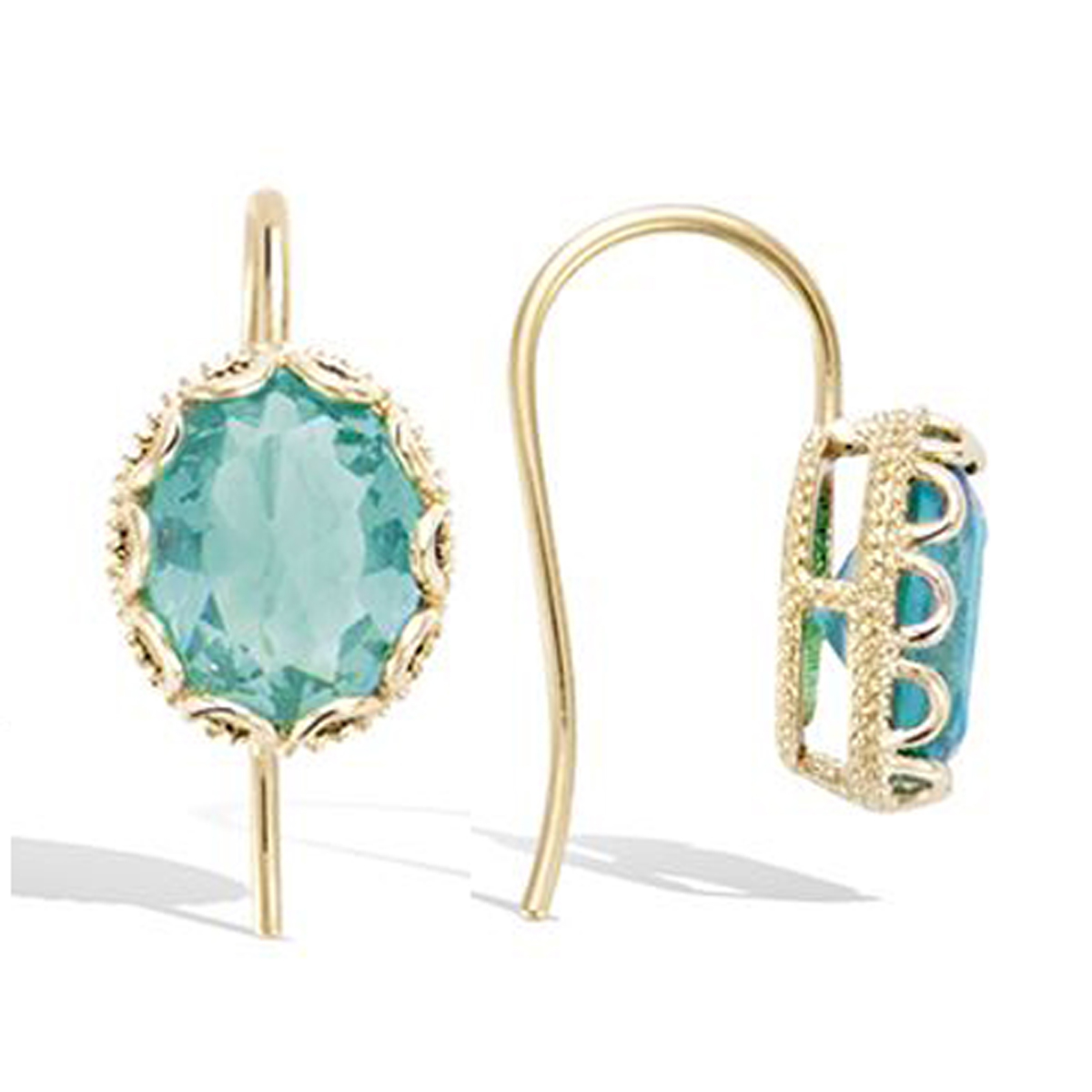 Boucles Plaqué Or \'Sissi\' vert doré - 10x8 mm - [R7142]