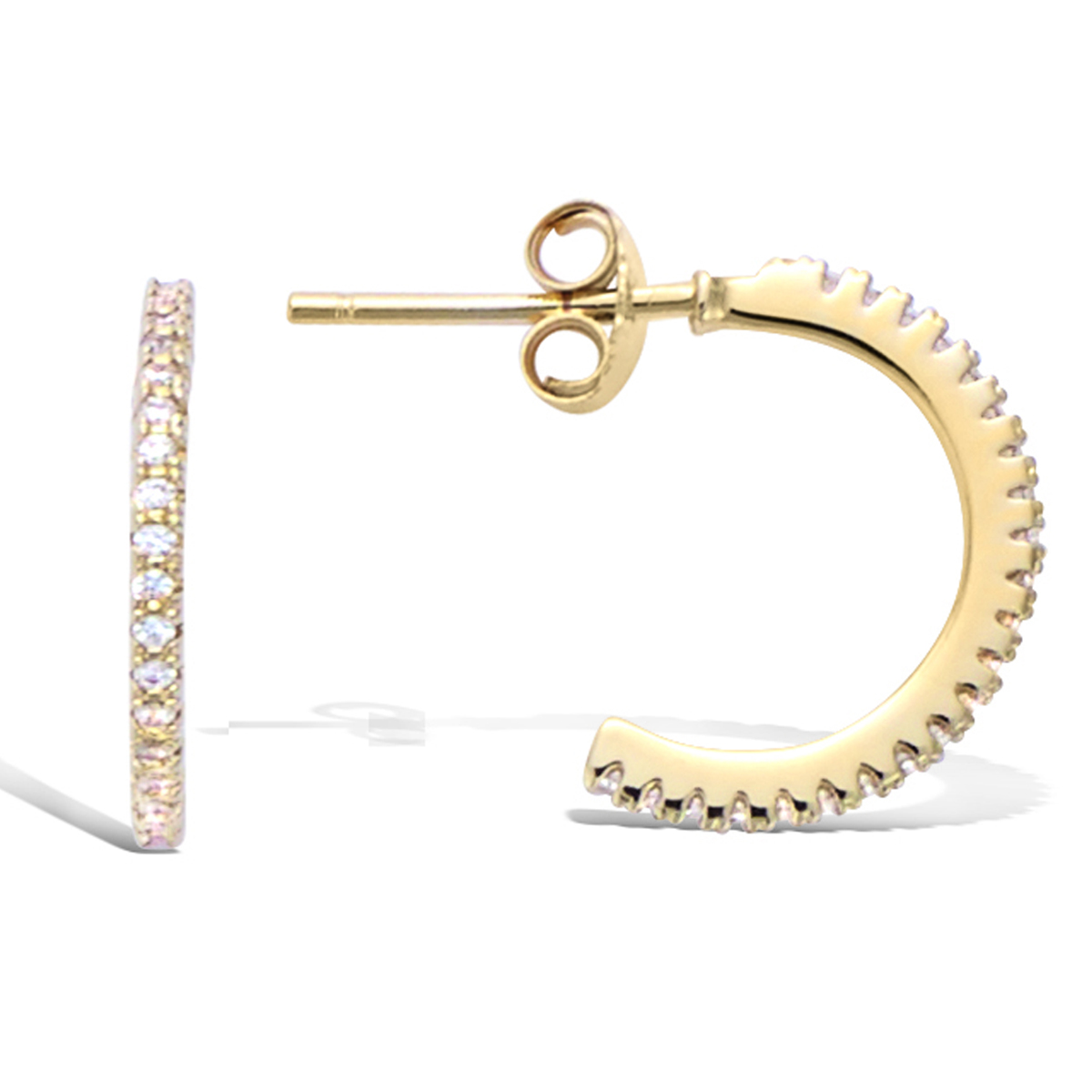 Créoles Plaqué Or \'Sissi\' blanc doré - 15 mm 1 mm - [R7154]