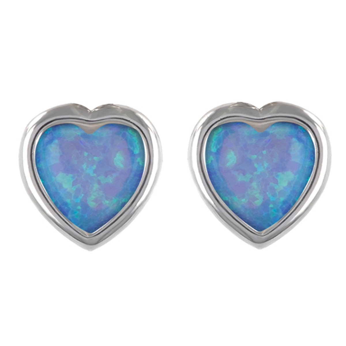 Boucles Argent \'Déesse Opale\' bleu argenté (rhodié) - 6x6 mm - [R7173]
