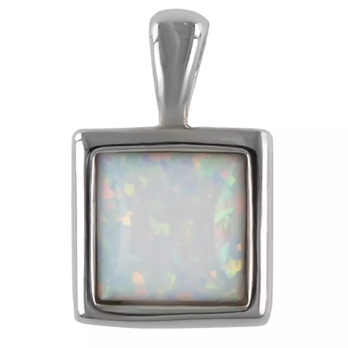 les trésors de lily Pendentif Argent 'Déesse Opale' blanc argenté (rhodié) 6x6 mm [R7175]