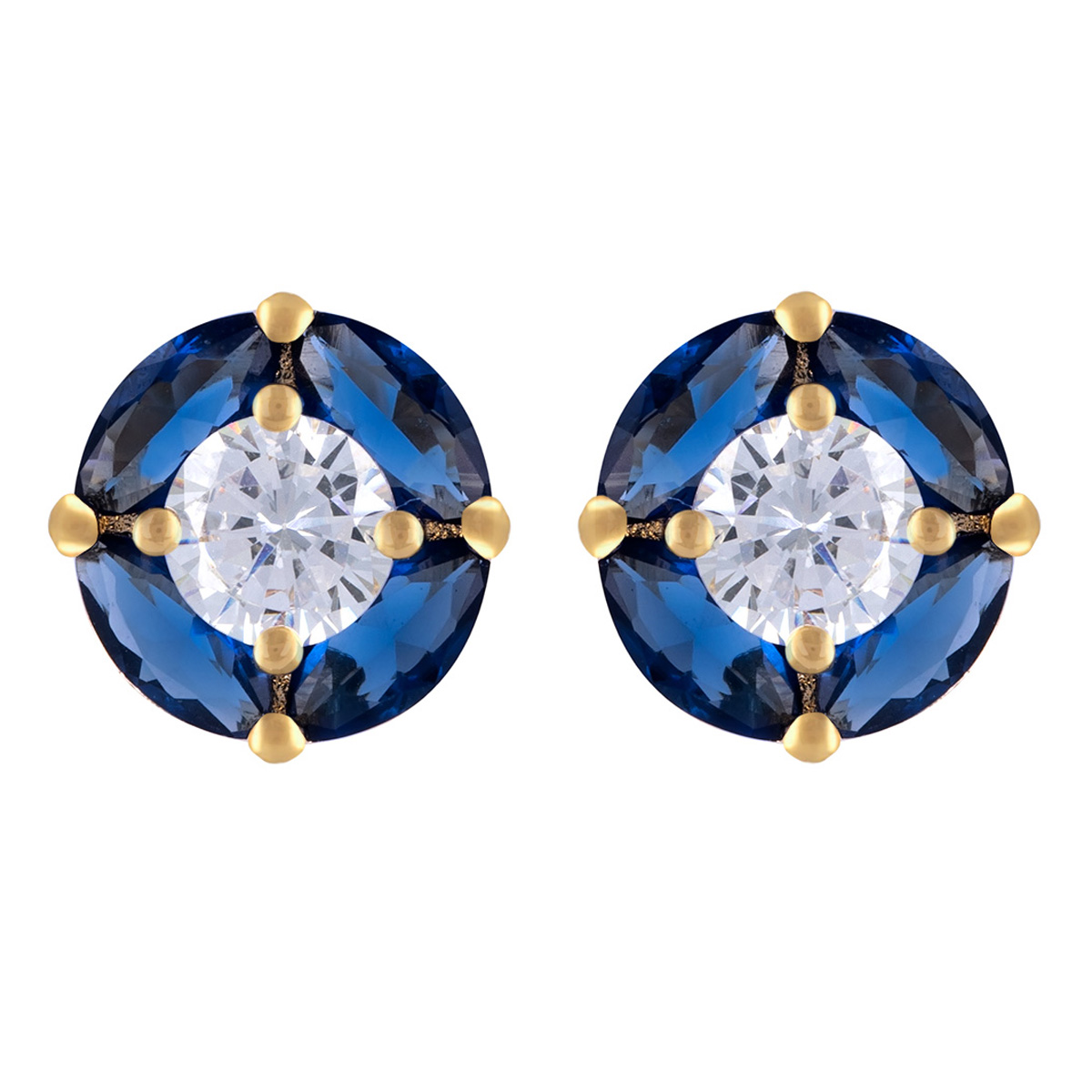 Boucles plaqué or \'Scarlett\' saphir doré - 10 mm - [R7179]