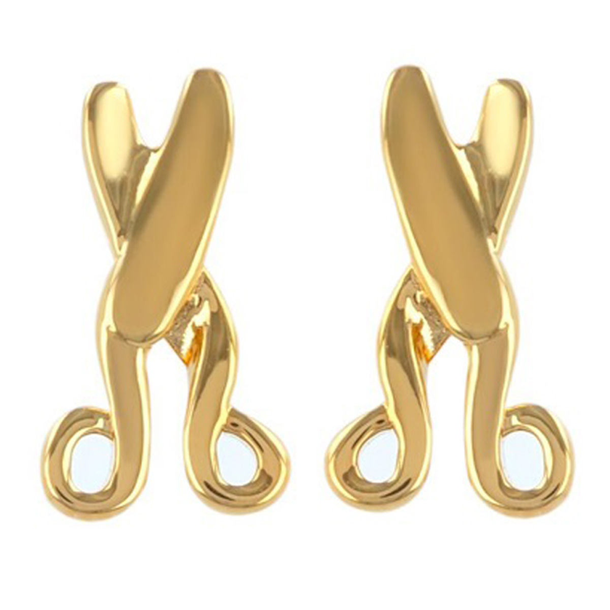 Boucles Plaqué Or \'Ciseaux\' doré - 10x5 mm - [R7183]