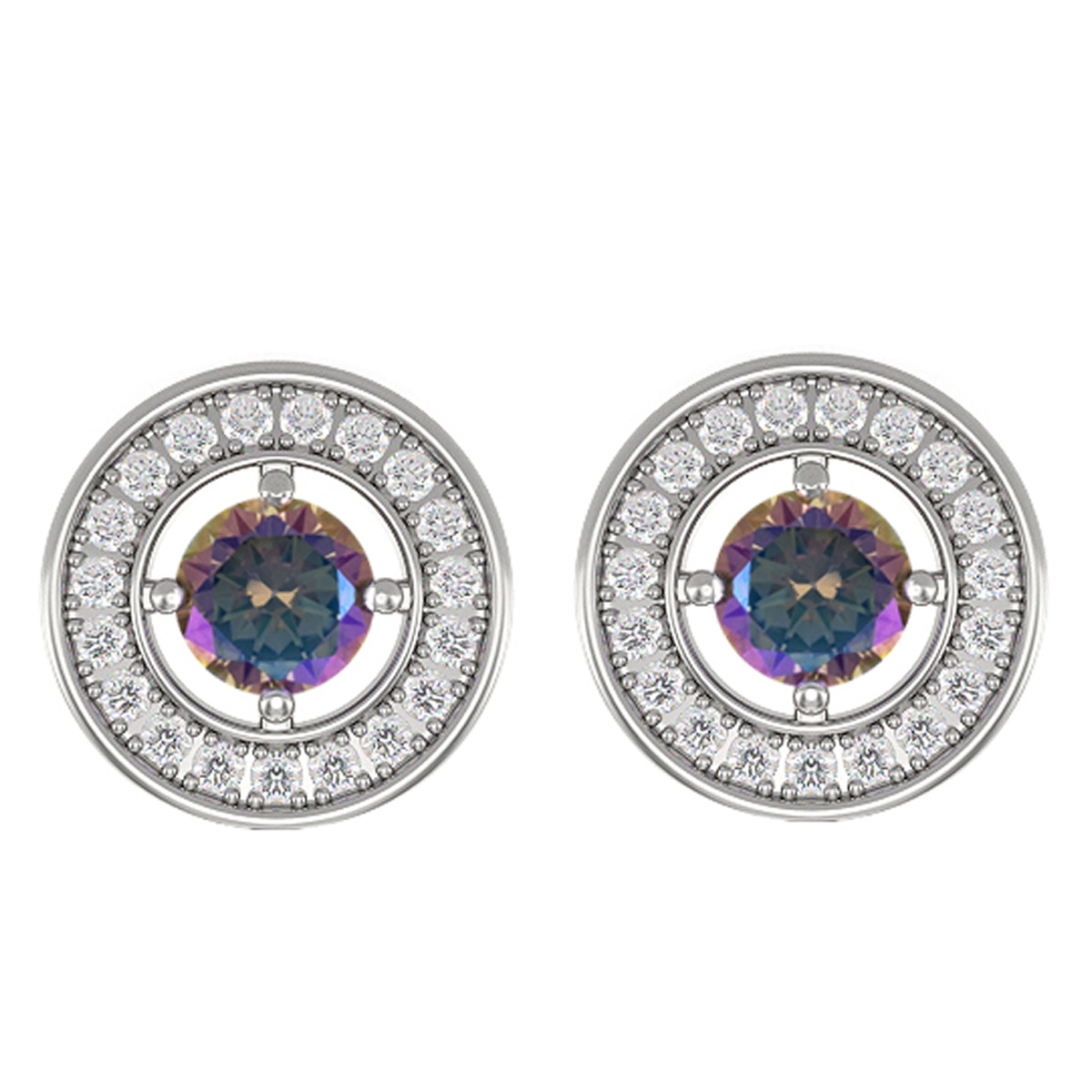 Boucles Plaqué Or \'Sissi\' violet boréal doré - 8 mm - [R7190]