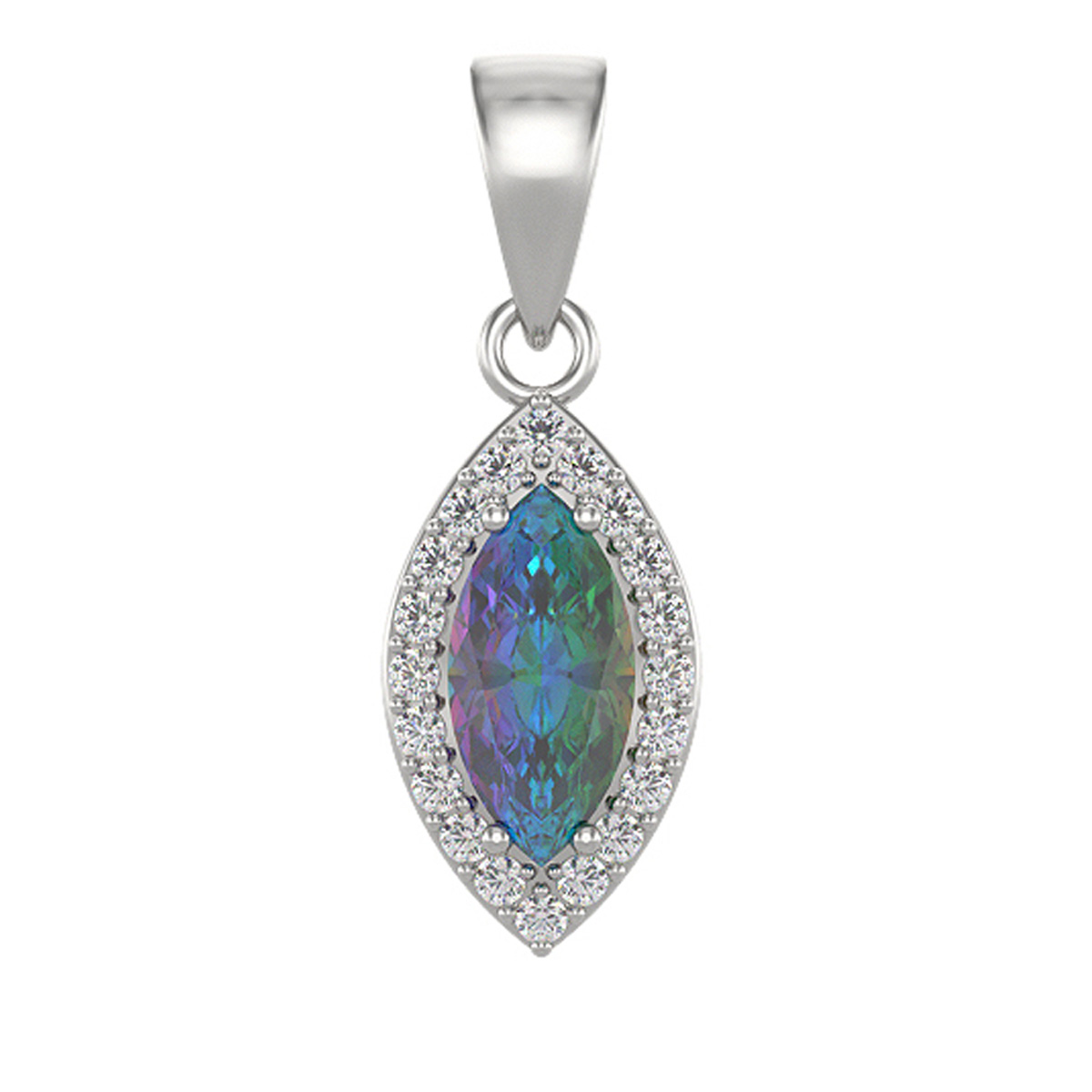 Pendentif Argent \'Sissi\' violet boréal argenté (rhodié) - 12x7 mm - [R7194]