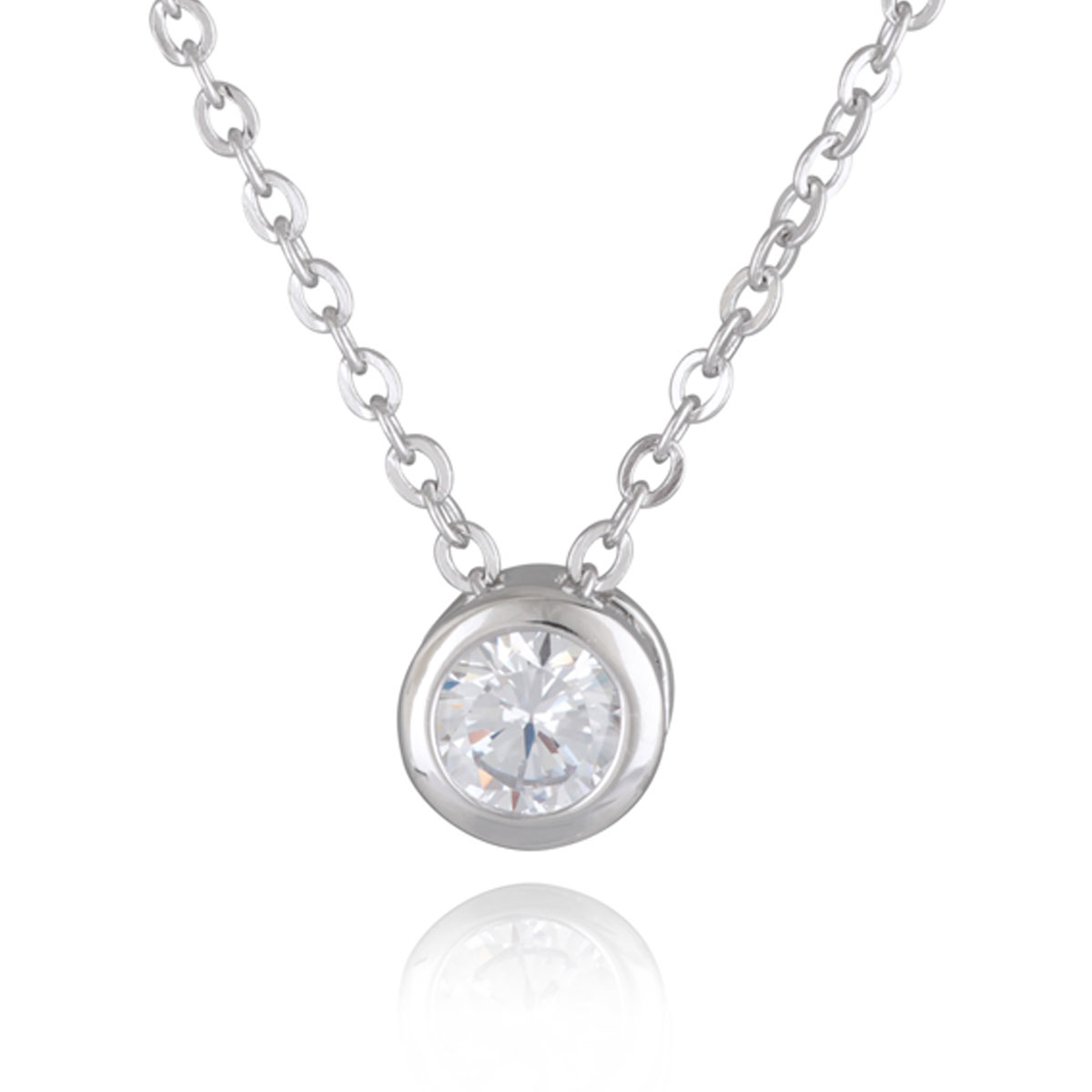 Collier Argent \'Sissi\' blanc argenté (rhodié) - 45 cm 7 mm - [R7195]