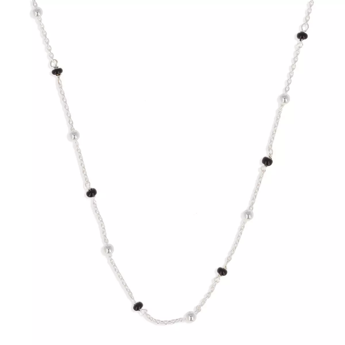 les trésors de lily Collier argent 'Boho' noir argenté (rhodié) 45 cm 2 mm [R7198]