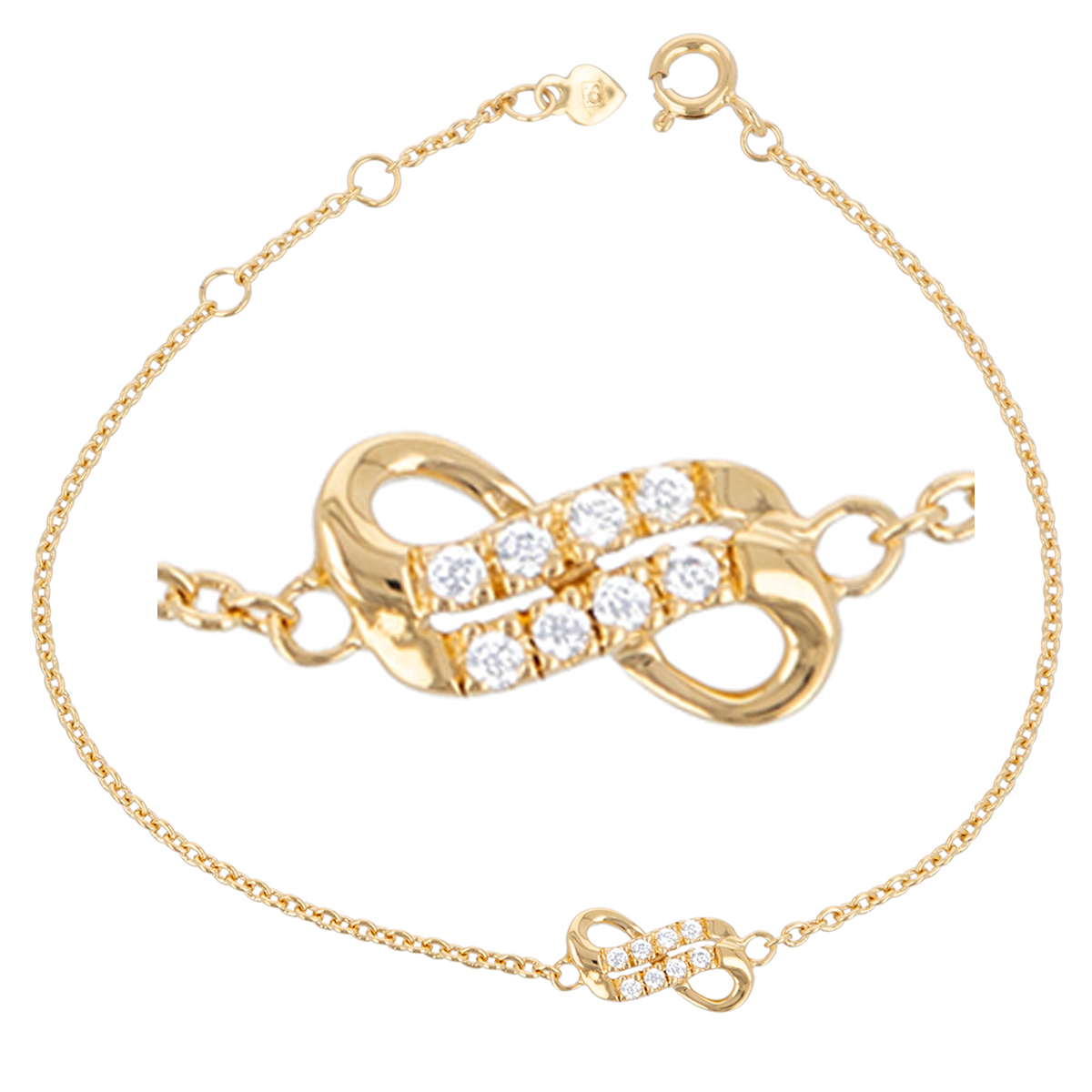 Bracelet Plaqué or \'Infini\' blanc doré - 13x6 mm - [R7203]