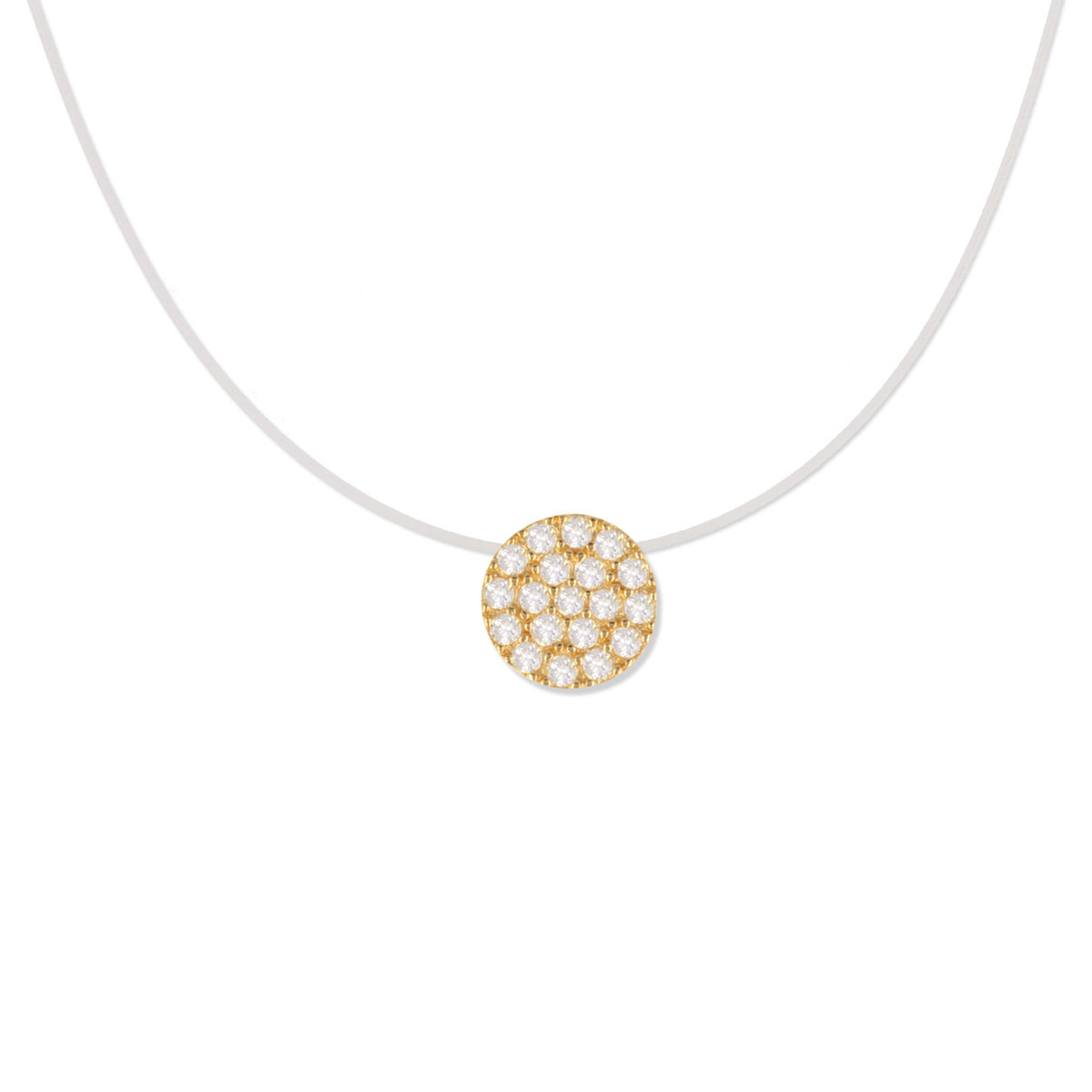 Collier plaqué or \'Sissi\' blanc doré - 40 cm, 8 mm - [R7216]