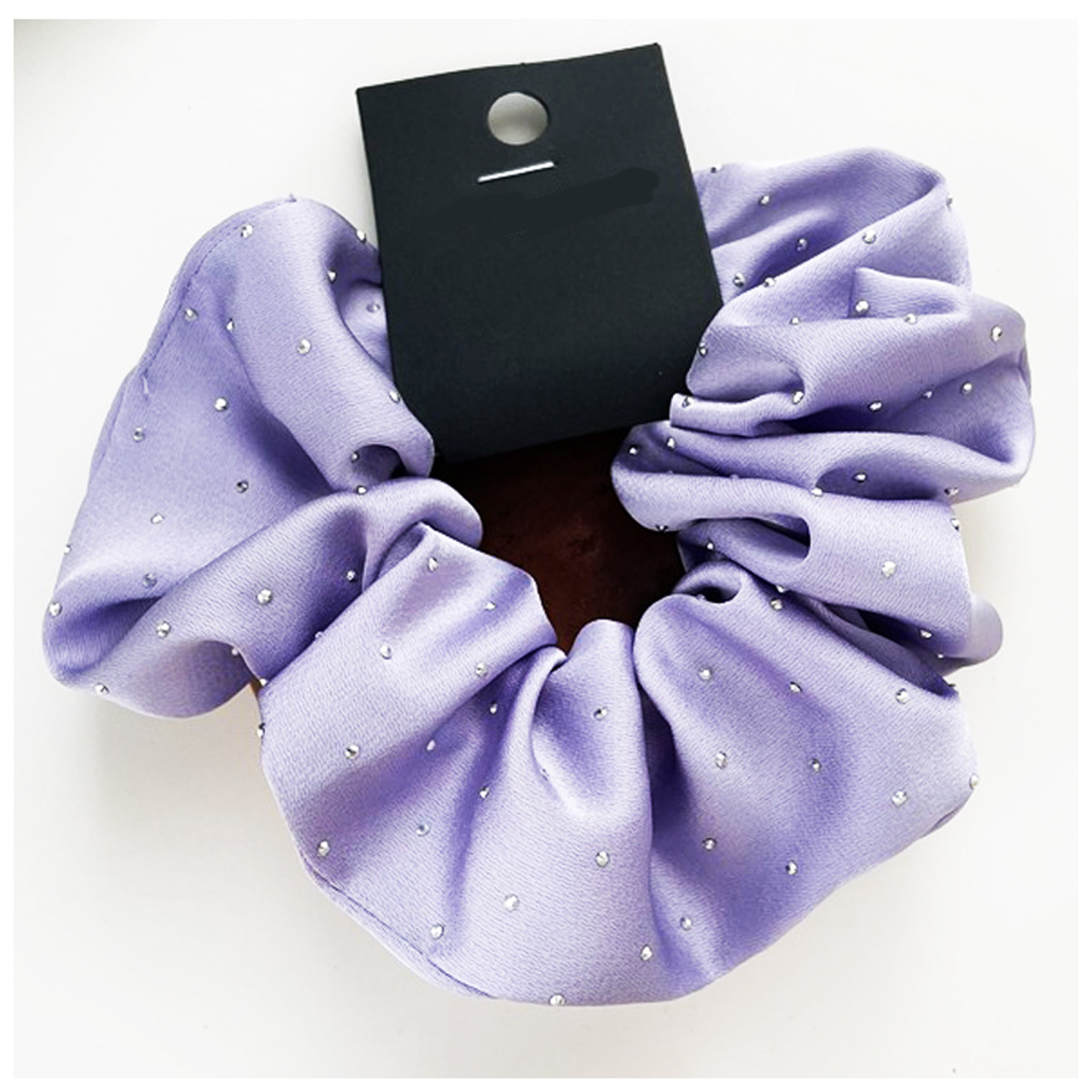 Chouchou strass \'Sissi\' violet (satiné) - largeur 4 cm - [R7224]