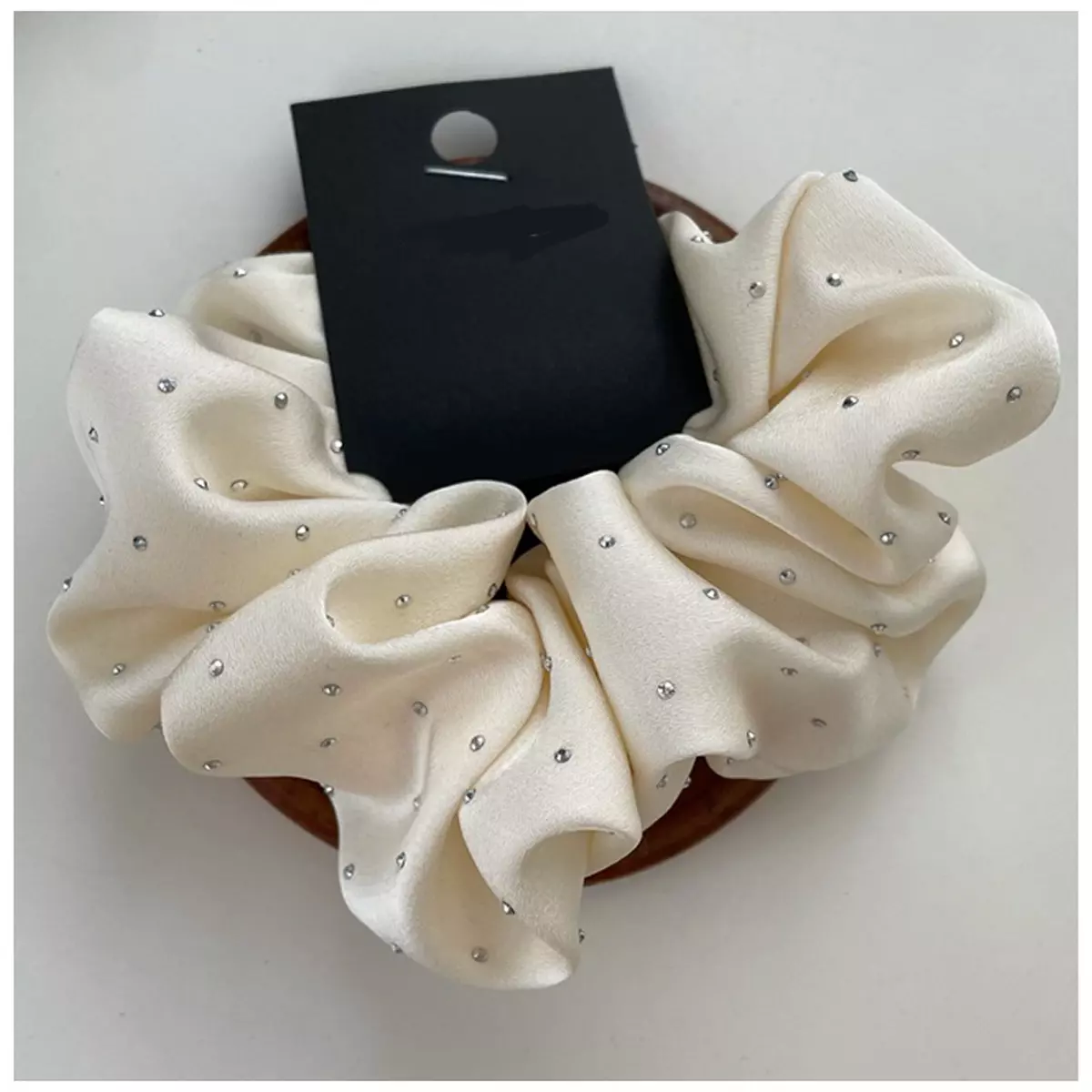 les trésors de lily Chouchou strass 'Sissi' beige (satiné) largeur 4 cm [R7226]