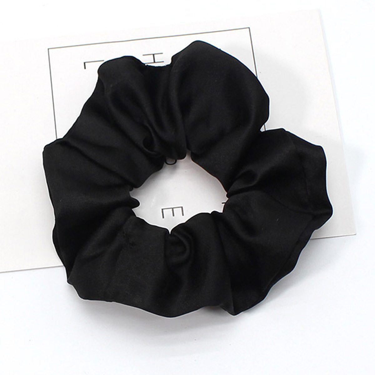 Chouchou soie \'Scarlett\' noir - largeur 4 cm - [R7230]