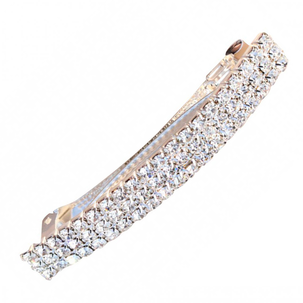 Barrette strass \'Sissi\' blanc argenté - 70x8 mm - [R7235]