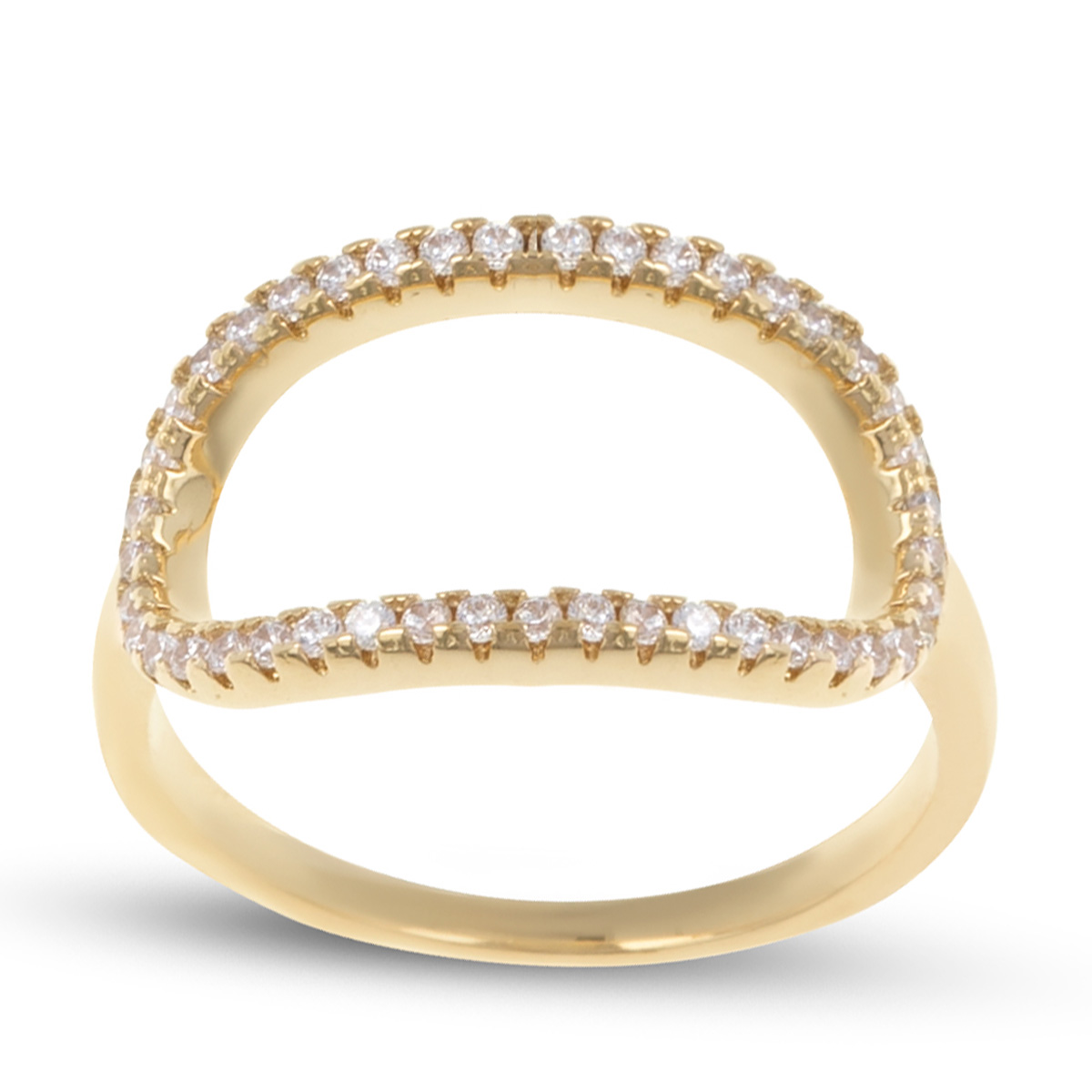 Bague Plaqué Or \'Sissi\' blanc doré - 17x11 mm - [R7240]