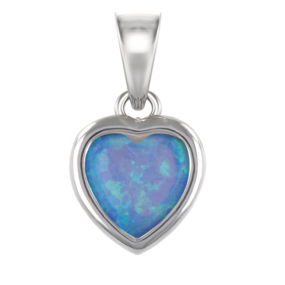 Pendentif Argent \'Déesse Opale\' bleu argenté (rhodié) - 7x7 mm (coeur) - [R7276]