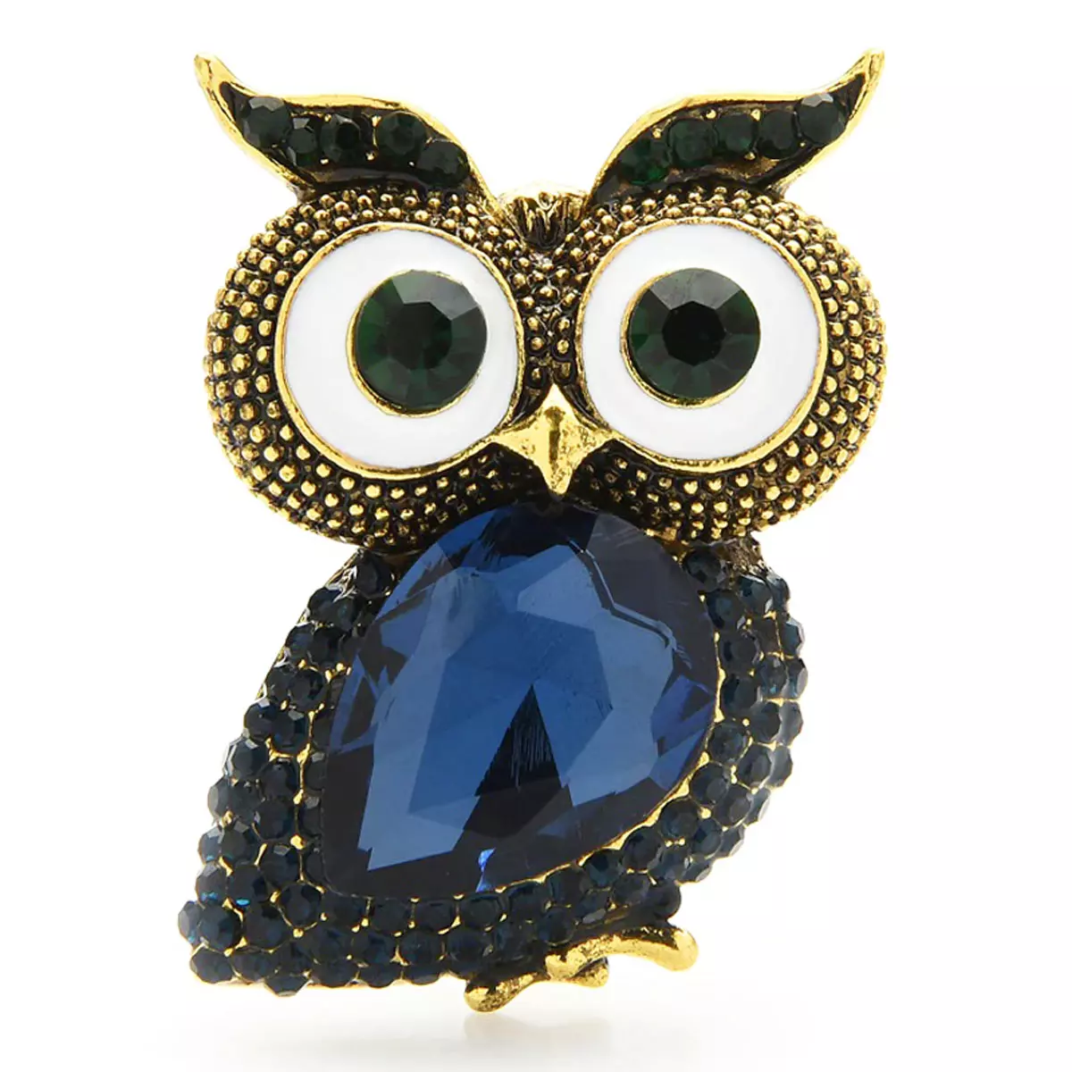 les trésors de lily Broche Créateur 'Hibou' bleu doré 35x25 mm [R7295]