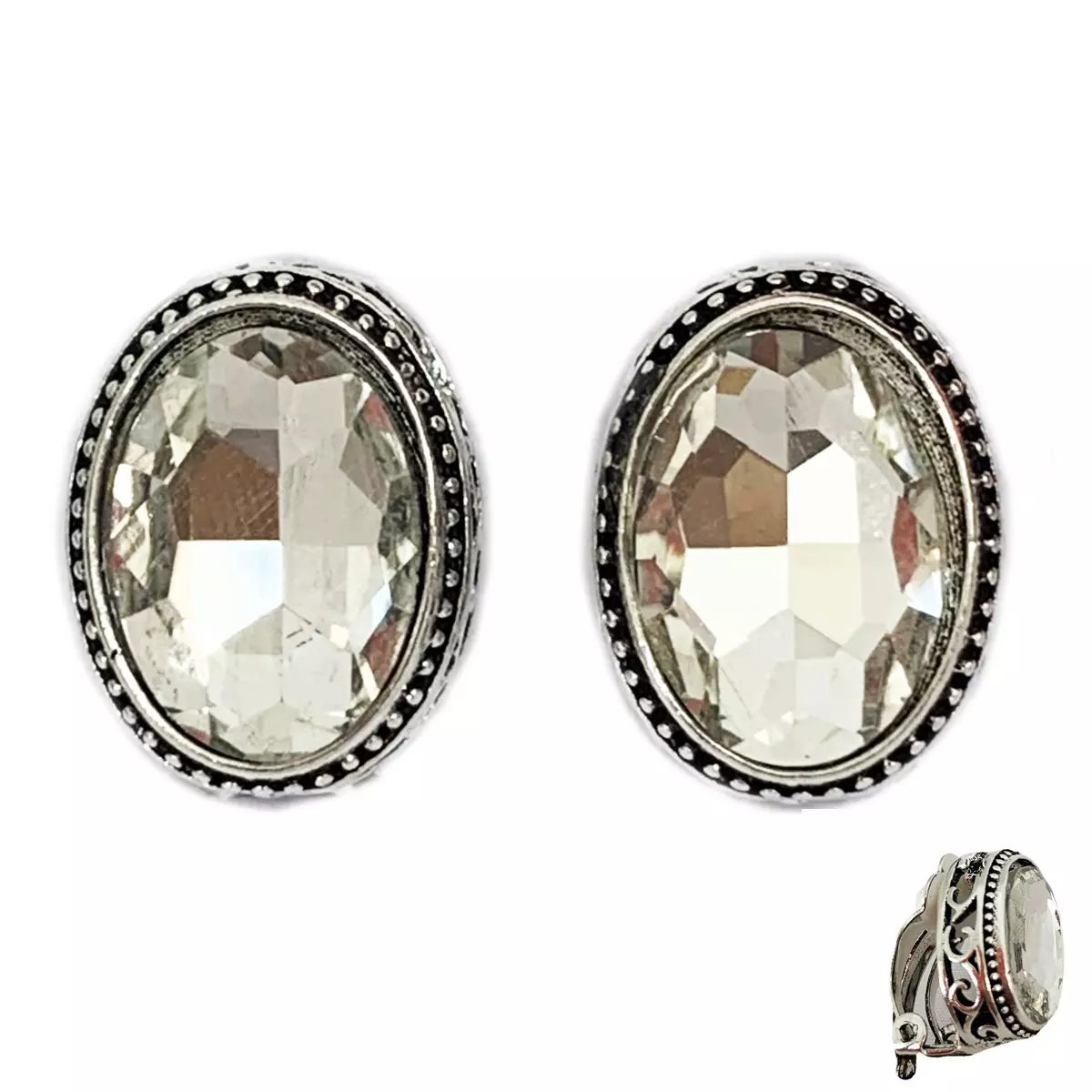 les trésors de lily Clips Créateur 'Sissi' blanc argenté 17x13 mm [R7303]