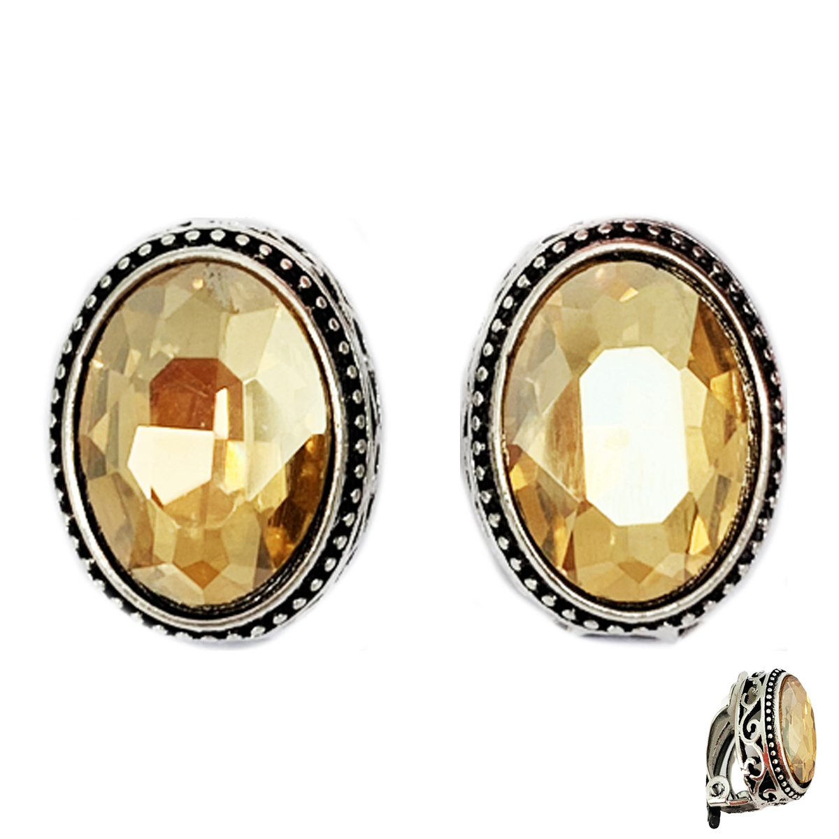 Clips Créateur \'Sissi\' ambre argenté -  17x13 mm - [R7307]