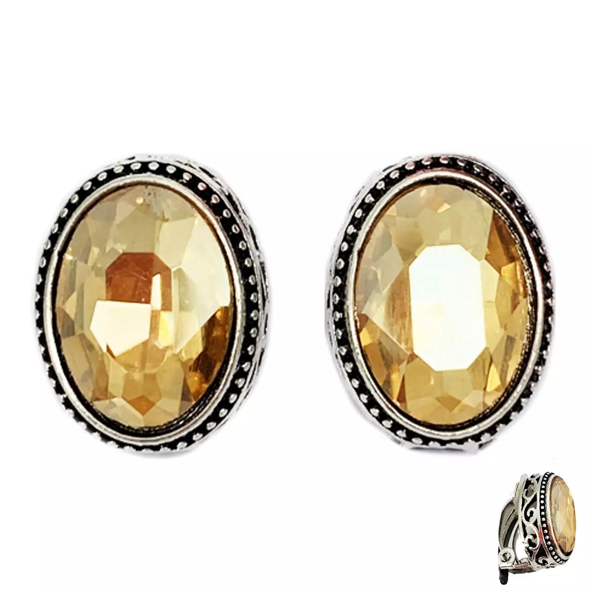 les trésors de lily Clips Créateur 'Sissi' ambre argenté 17x13 mm [R7307]