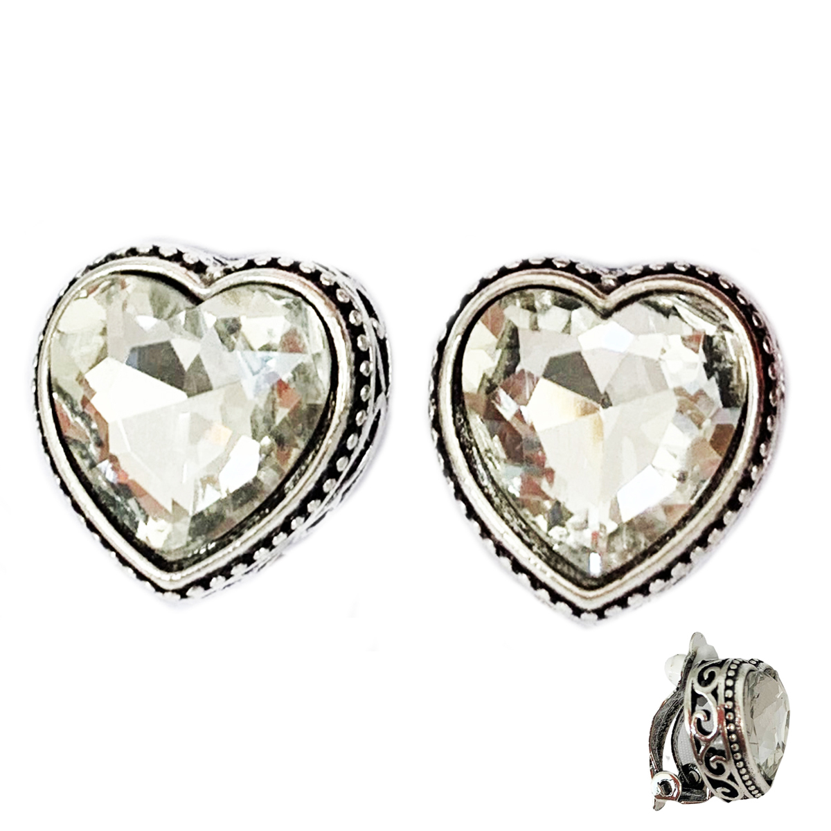 Clips Créateur \'Sissi\' blanc argenté -  20x20 mm (coeur) - [R7310]