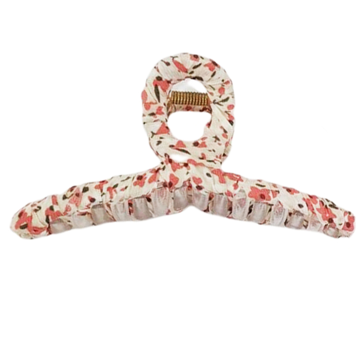 Pince crabe créateur \'Liberty\' rose beige - 11x5 cm - [R7337]