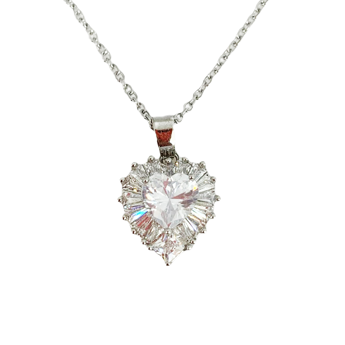 Collier créateur acier \'Love\' blanc argenté - 13x13 mm - [R7343]