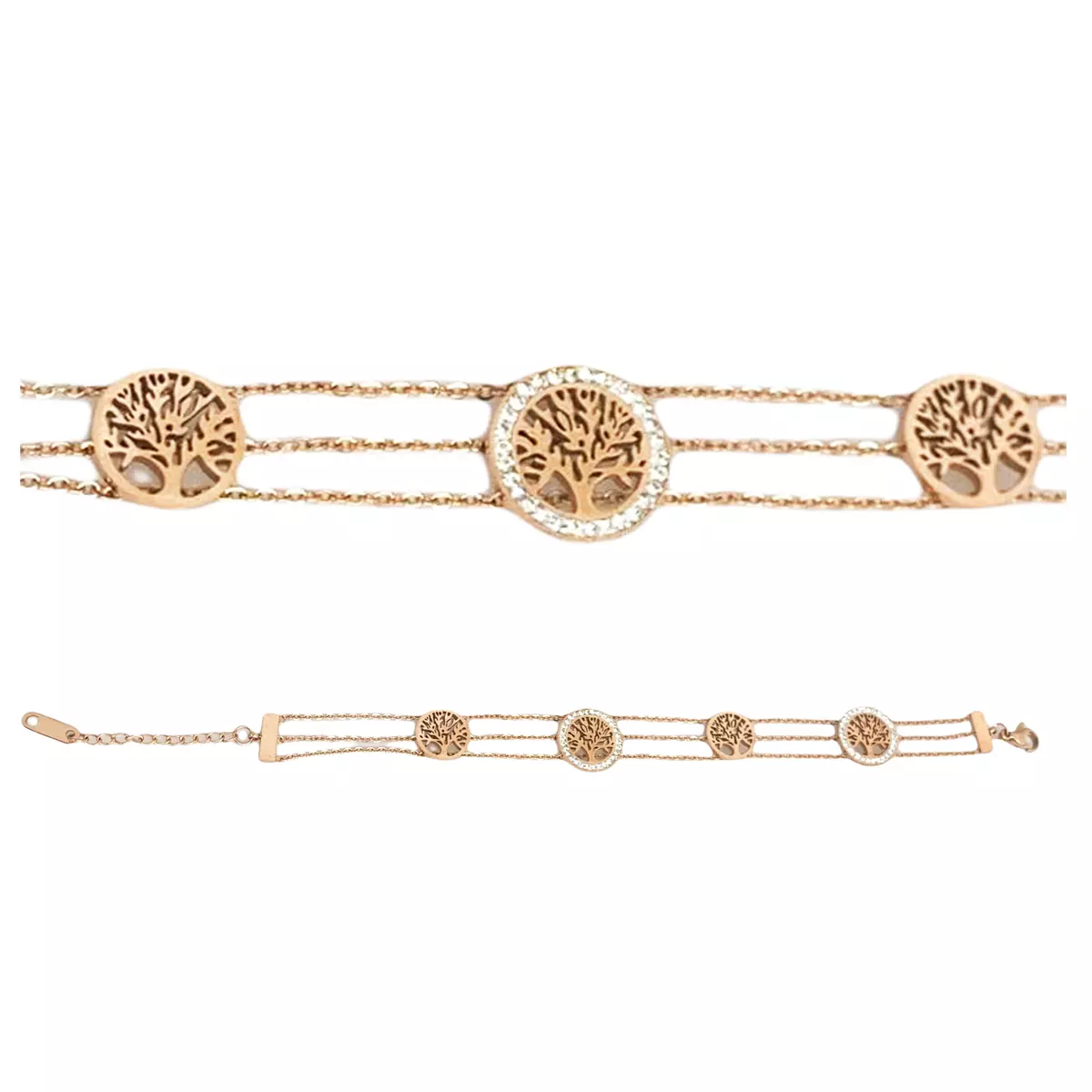 les trésors de lily Bracelet acier 'Arbre de Vie' doré rosé (gold pink) 15 mm [R7346]