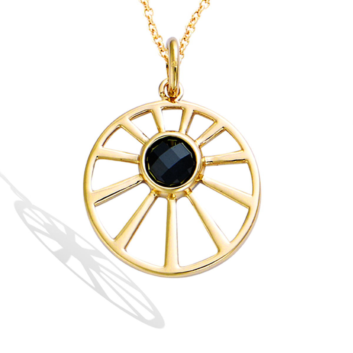 Pendentif Plaqué Or \'Cléopatra\' noir doré - 20 mm - [R7352]