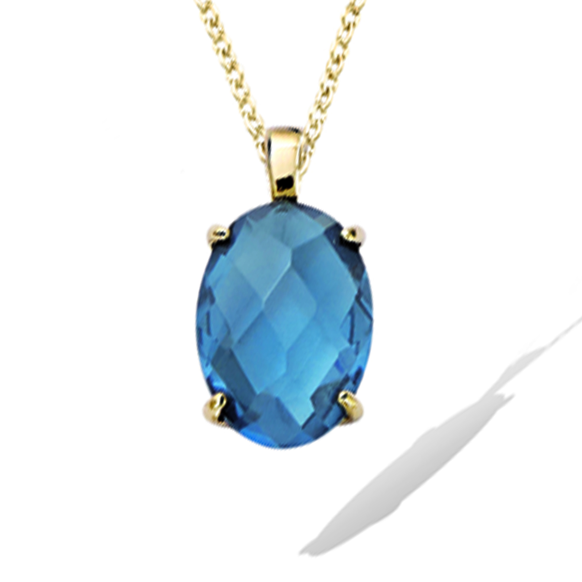 Pendentif Plaqué Or \'Sissi\' bleu doré (london blue) - 15x10 mm - [R7353]