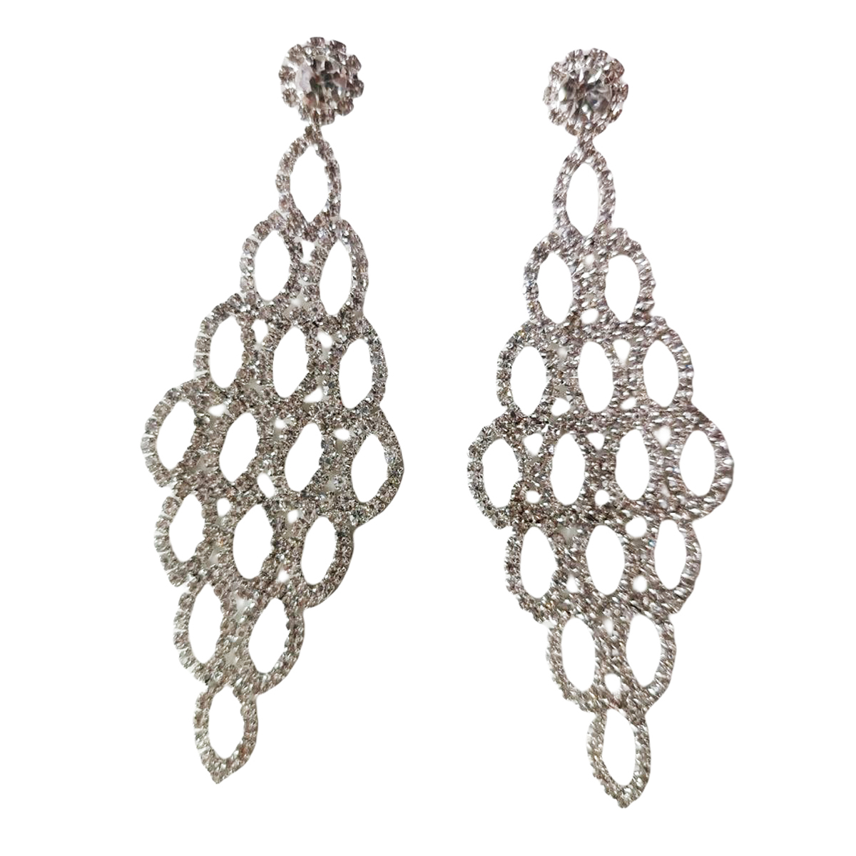 Boucles créateur \'Sissi\' blanc argenté - 90x32 mm - [R7371]